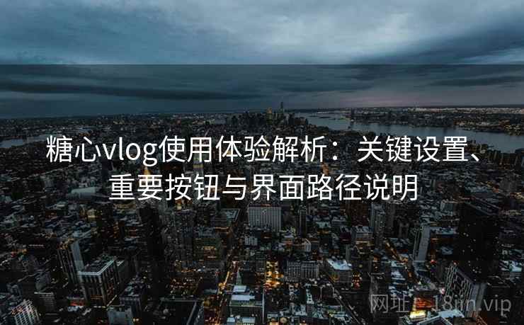 糖心vlog使用体验解析：关键设置、重要按钮与界面路径说明