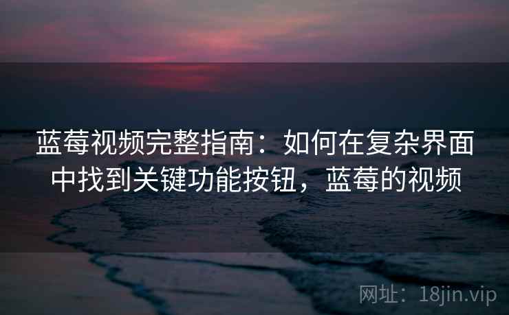 蓝莓视频完整指南：如何在复杂界面中找到关键功能按钮，蓝莓的视频